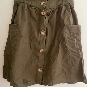 Sezane Khaki Skirt with Buttons